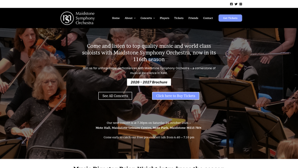 Screenshot of the Maidstone Orchestral Society website