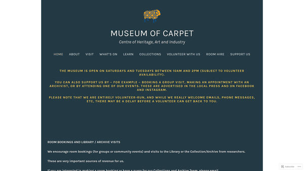 Screenshot of the Carpet Museum Trust website