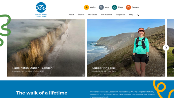 Screenshot of the South West Coast Path Association website