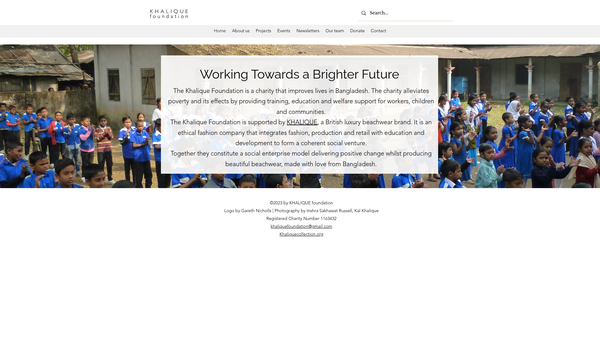 Screenshot of the Khalique Foundation website