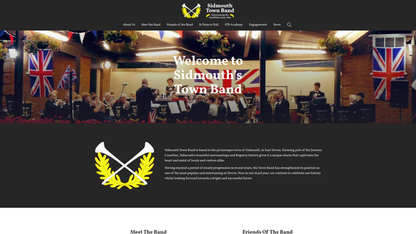 Screenshot of the Sidmouth Town Band website