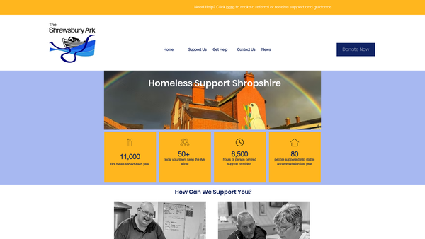 Screenshot of the Shrewsbury Ark website