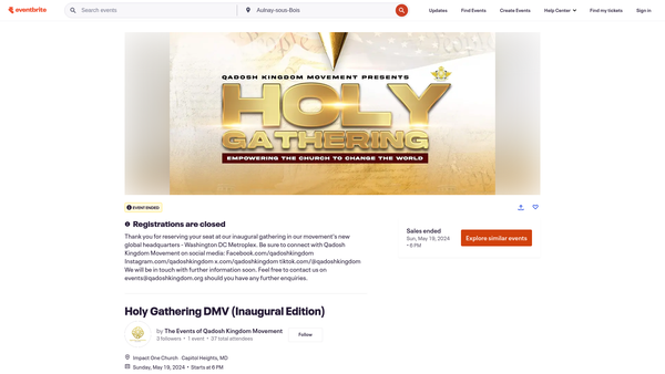 Screenshot of the Qadosh Kingdom Movement website