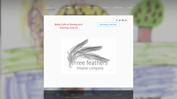 Screenshot of the Three Feathers Theatre Company website