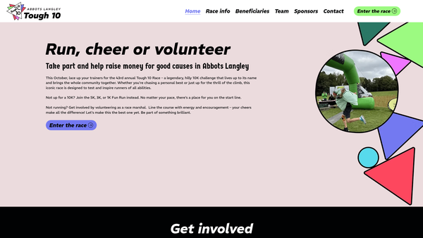 Screenshot of the Abbots Langley Tough Ten website