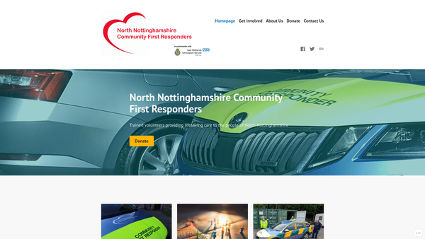 Screenshot of the North Nottinghamshire Community First Responders website
