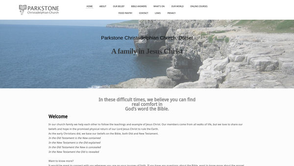 Screenshot of the Parkstone Christadelphian Church website