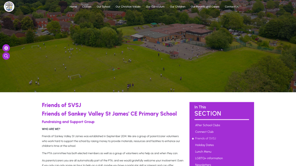 Screenshot of the Friends Of Sankey Valley St James' website