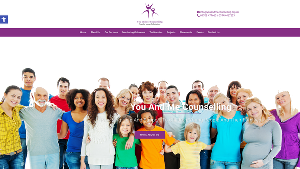 Screenshot of the You And ME Counselling website