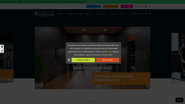Screenshot of the South Downs Leisure website