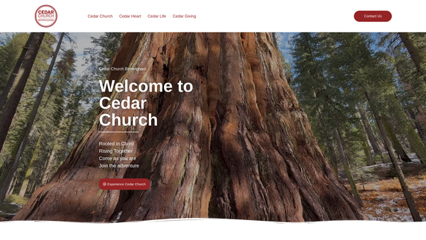 Screenshot of the Cedar Church website
