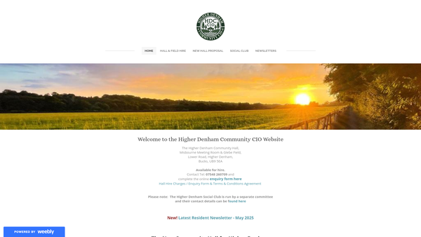 Screenshot of the Higher Denham Community CIO website
