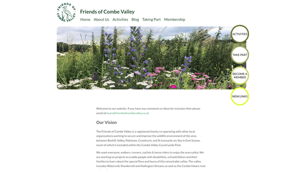 Screenshot of the Friends Of Combe Valley website