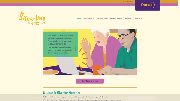 Screenshot of the Silverline Memories CIO website