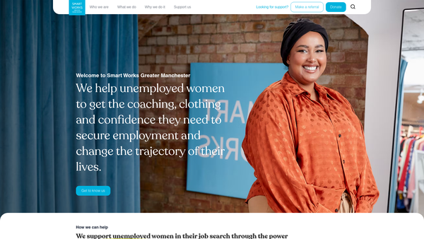 Screenshot of the Smart Works (Greater Manchester) website