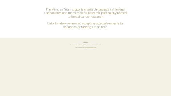 Screenshot of the The Mimosa Trust website