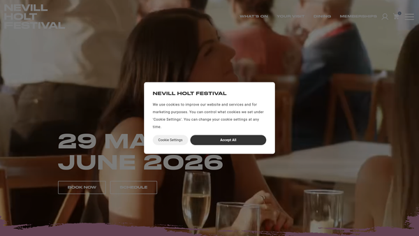 Screenshot of the Nevill Holt Community Arts website