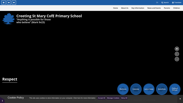 Screenshot of the Creeting St Mary School Psa website