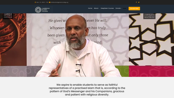 Screenshot of the Cambridge Islamic College website
