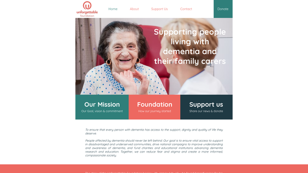 Screenshot of the Unforgettable Foundation website
