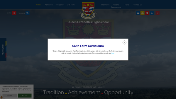 Screenshot of the Qehs Foundation (Gainsborough) website