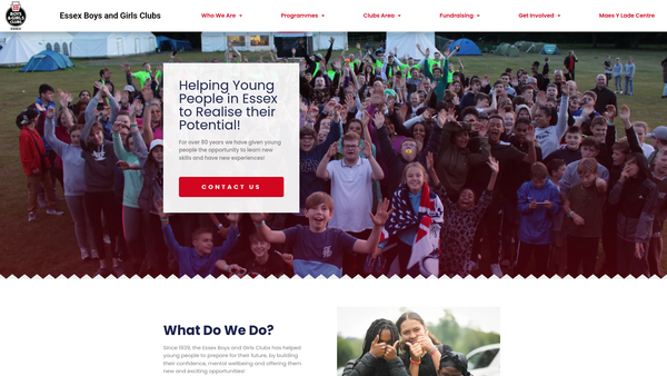 Screenshot of the Essex Boys And Girls Clubs website