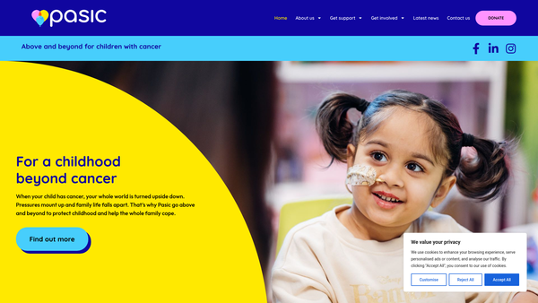 Screenshot of the Pasic website