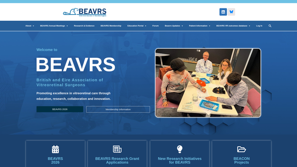 Screenshot of the British And Eire Association Of Vitreoretinal Surgeons website