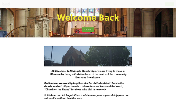 Screenshot of the The Parochial Church Council Of The Ecclesiastical Parish Of St Michael & All Angels, Stonebridge website