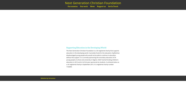Screenshot of the Next Generation Christian Foundation website