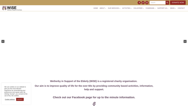Screenshot of the Wetherby In Support Of The Elderly website