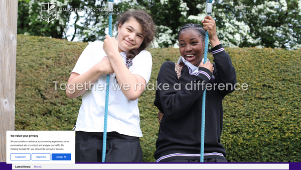 Screenshot of the Limpsfield Grange School Fund website