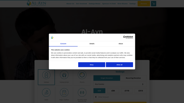 Screenshot of the Al-Ayn Social Care Foundation website
