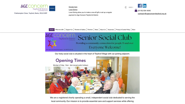 Screenshot of the Age Concern Twyford & District website