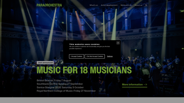 Screenshot of the The Paraorchestra And Friends website