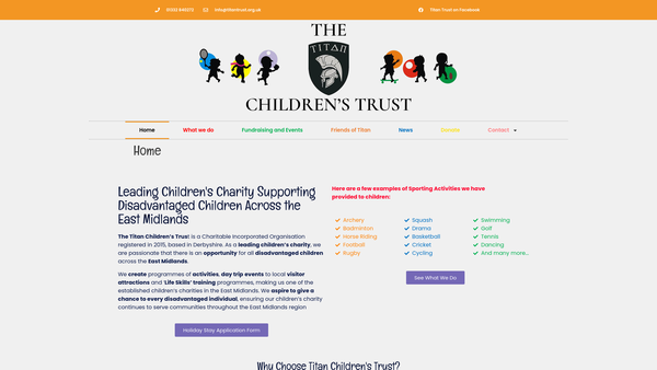 Screenshot of the The Titan Children's Trust website