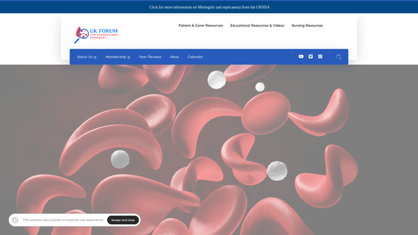 Screenshot of the UK Forum On Haemoglobin Disorders website