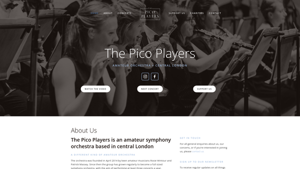 Screenshot of the The Pico Players website