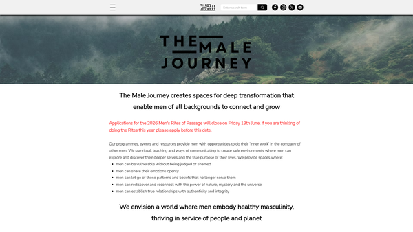 Screenshot of the The Male Journey website