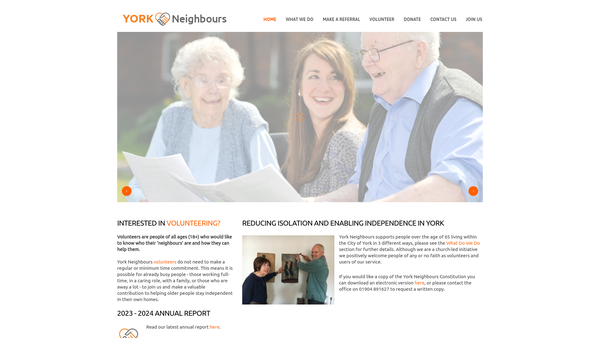Screenshot of the York Neighbours website