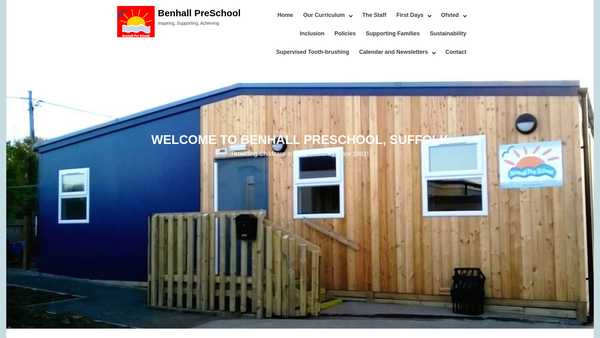 Screenshot of the Benhall Preschool Playgroup website