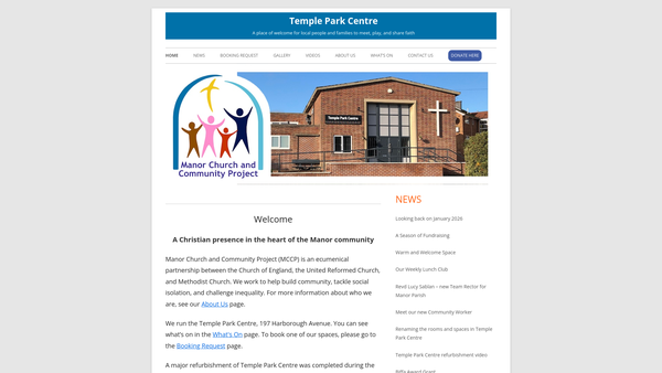 Screenshot of the Manor Church And Community Project website