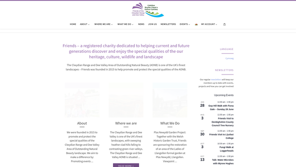 Screenshot of the Friends Of The Clwydian Range And Dee Valley website