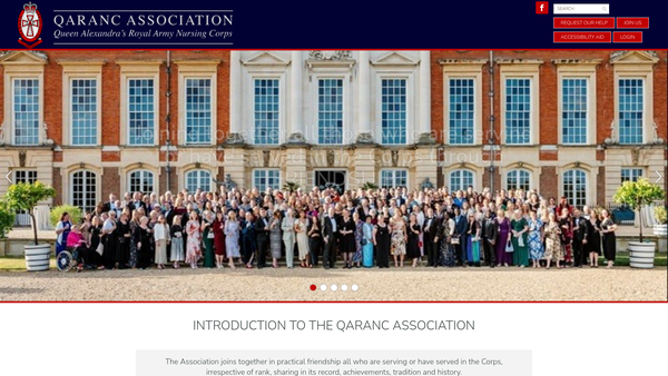 Screenshot of the Queen Alexandra's Royal Army Nursing Corps Association website
