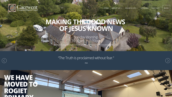 Screenshot of the Caerwent Evangelical Baptist Chapel website