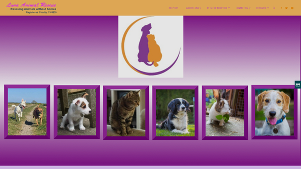 Screenshot of the Luna Animal Rescue website