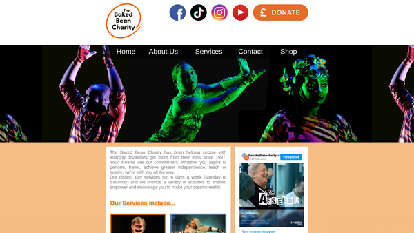 Screenshot of the The Baked Bean Charity website
