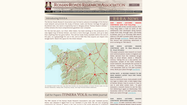 Screenshot of the Roman Roads Research Association website
