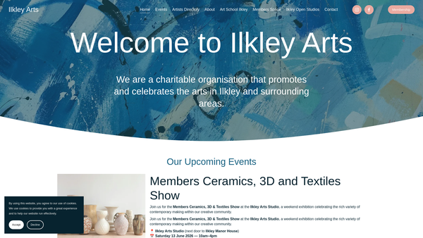 Screenshot of the Ilkley Arts website