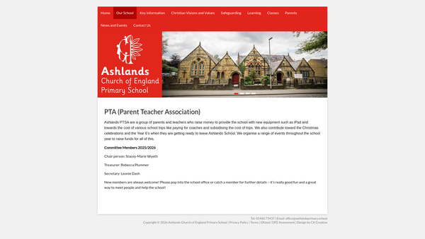 Screenshot of the Friends Of Ashlands School website